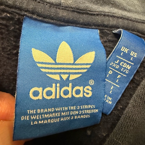 Men’s long sleeve Adidas pullover hoodie with kangaroo pockets in navy Size LG - Picture 7 of 10